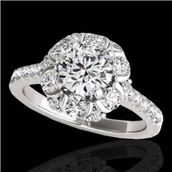 Genuine 2.05 CTW Certified G-I Genuine Diamond Bridal Solitaire Halo Ring Gold - 33909-REF#143Y7V