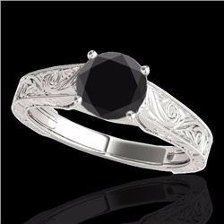 Genuine 1.50 CTW Certified Black Genuine Diamond Solitaire Bridal Ring Gold - 35194-REF#50Z3Y