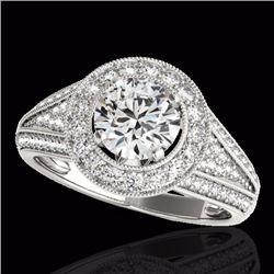 Genuine 2.17 CTW Certified G-I Genuine Diamond Bridal Solitaire Halo Ring Gold - 33976-REF#340N7G