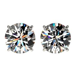 Genuine 3.05 CTW Certified H-I Quality Genuine Diamond Solitaire Stud Earrings Gold - 36691-REF#478T