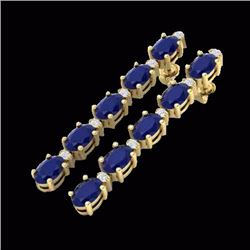 Natural 7.0 CTW Sapphire & Diamond Certified Tennis Earrings 10K Gold - 21532-REF#33Z8Y