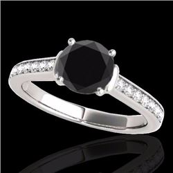 Genuine 1.50 CTW Certified Black Genuine Diamond Solitaire Bridal Ring Gold - 34928-REF#64Y3V