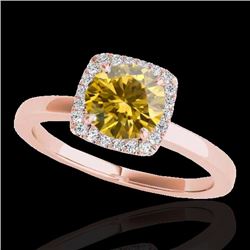 Genuine 1.15 CTW Certified Fancy Intense Genuine Diamond Solitaire Halo Ring Gold - 33408-REF#102V2F