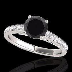 Genuine 1.50 CTW Certified Black Genuine Diamond Solitaire Bridal Ring Gold - 34865-REF#62K3T