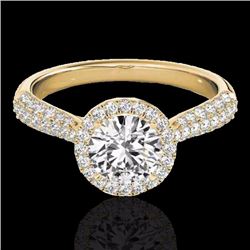 Genuine 1.40 CTW Certified G-I Genuine Diamond Bridal Solitaire Halo Ring Gold - 33300-REF#108K2T
