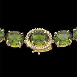 Genuine 122 CTW Green Tourmaline & Diamond Halo Micro Solitaire Necklace 14K Gold - 22301-REF#677R3Z