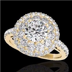 Genuine 2.09 CTW Certified G-I Genuine Diamond Bridal Solitaire Halo Ring Gold - 33690-REF#153X5A