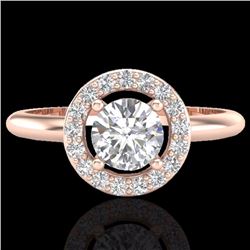 Natural 0.70 CTW Micro Pave Halo Solitaire Diamond Certified Ring 14K Gold - 23288-REF#72V8F
