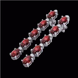 Genuine 10.36 CTW Garnet & Diamond Certified Tennis Earrings Gold - 29396-REF#44Y7V
