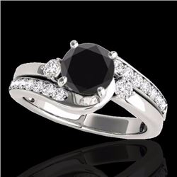 Genuine 1.50 CTW Certified Black Genuine Diamond Bypass Solitaire Ring Gold - 35094-REF#68K2T