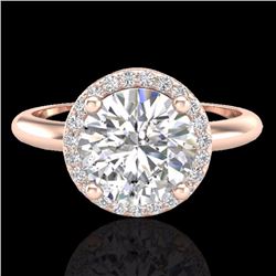 Natural 2.0 CTW Micro Pave Diamond Certified Ring Designer Halo 14K Gold - 23210-REF#784M3H