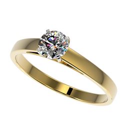 Genuine 0.55 CTW Certified H-I Quality Genuine Diamond Solitaire Engagement Ring Gold - 36466-REF#40