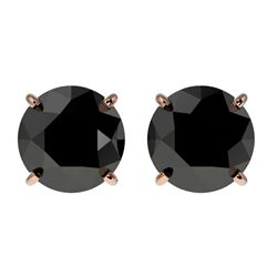 Genuine 2.13 CTW Fancy Black Genuine Diamond Bridal Solitaire Stud Earrings Gold - 36650-REF#47A7N