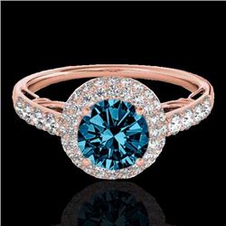 Genuine 1.65 CTW Certified Fancy Blue Genuine Diamond Solitaire Halo Ring Gold - 33703-REF#129A3N