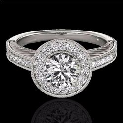 Genuine 1.50 CTW Certified G-I Genuine Diamond Bridal Solitaire Halo Ring Gold - 33742-REF#135Y5V
