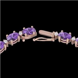 Natural 28 CTW Amethyst & Diamond Certified Eternity Tennis Necklace 10K Gold - 21580-REF#117A5N