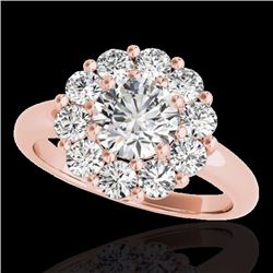 Genuine 2.09 CTW Certified G-I Genuine Diamond Bridal Solitaire Halo Ring Gold - 34424-REF#150R2Z