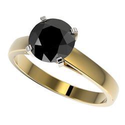 Genuine 2.15 CTW Fancy Black Genuine Diamond Bridal Solitaire Engagement Ring Gold - 36557-REF#52M2H