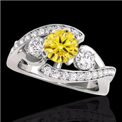 Genuine 2.26 CTW Certified Fancy Intense Genuine Diamond Bypass Solitaire Ring Gold - 35061-REF#207K