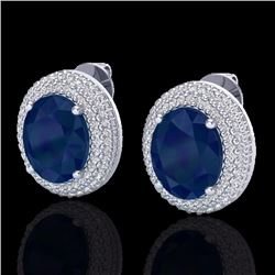 Natural 9.20 CTW Sapphire & Micro Pave Diamond Certified Earrings 18K Gold - 20234-REF#129X5A
