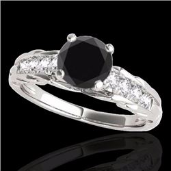 Genuine 1.20 CTW Certified Black Genuine Diamond Solitaire Bridal Ring Gold - 34937-REF#48Y8V