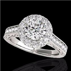 Genuine 1.70 CTW Certified G-I Genuine Diamond Bridal Solitaire Halo Ring Gold - 33724-REF#127G3W