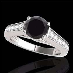 Genuine 1.50 CTW Certified Black Genuine Diamond Solitaire Bridal Ring Gold - 34901-REF#66F2M