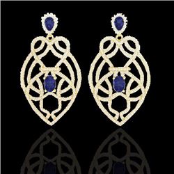Natural 7.0 CTW Tanzanite & Micro Pave Diamond Earrings Designer Solitaire 14K Gold - 21144-REF#237M