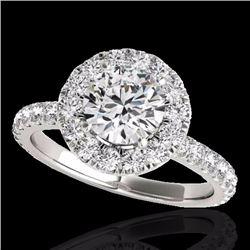 Genuine 1.75 CTW Certified G-I Genuine Diamond Bridal Solitaire Halo Ring Gold - 33436-REF#125F8M