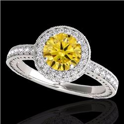 Genuine 1.51 CTW Certified Fancy Intense Genuine Diamond Solitaire Halo Ring Gold - 34308-REF#122K5T