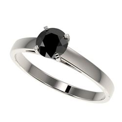 Genuine 0.75 CTW Fancy Black Genuine Diamond Bridal Solitaire Engagement Ring Gold - 32974-REF#26M2H
