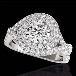 Genuine 1.75 CTW Certified G-I Genuine Diamond Bridal Solitaire Halo Ring Gold - 33864-REF#136H3R
