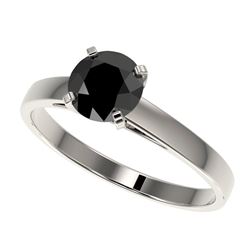 Genuine 1.0 CTW Fancy Black Genuine Diamond Bridal Solitaire Engagement Ring Gold - 32984-REF#31F2M