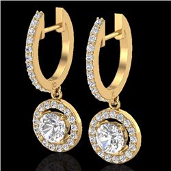 Genuine 1.75 CTW Micro Pave Halo Solitaire Diamond Certified Earrings 18K Gold - 23255-REF#145H9R