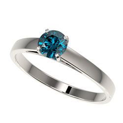 Genuine 0.50 CTW Certified Intense Blue Genuine Diamond Solitaire Engagement Ring Gold - 32958-REF#3