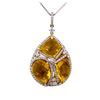 Image 1 : 14KT Yellow Gold 14.16ctw Citrine and Diamond Pendant with Chain