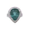 Image 2 : 14KT White Gold 8.23ct Green Tourmaline and Diamond Ring