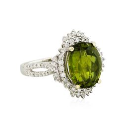 18KT White Gold  6.52ct Tourmaline and Diamond Ring