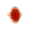 Image 2 : 14KT Rose Gold 5.45ct Red Coral and Diamond Ring