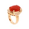 Image 3 : 14KT Rose Gold 5.45ct Red Coral and Diamond Ring