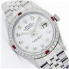 Image 1 : Mens Rolex Stainless Steel Diamond and Ruby Datejust Wristwatch