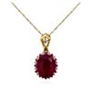 Image 1 : 14KT Two-Tone Gold 6.10ctw Ruby and Diamond Pendant With Chain