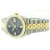 Image 8 : Mens Rolex Two Tone Onyx and Diamond Datejust Wristwatch