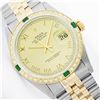 Image 1 : Mens Rolex Two Tone Diamond and Emerald Datejust Wristwatch