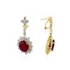 Image 2 : 14KT Yellow Gold 20.80ctw Ruby and Diamond Dangle Earrings