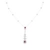 Image 2 : 18KT White Gold 0.54ctw Ruby and Diamond Necklace