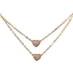 14KT Rose Gold 0.38ctw Diamond Pave Hearts Necklace