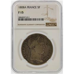 1808A 5 Franc Napolean Coin NGC Graded F15