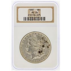 1887 $1 Morgan Silver Dollar NGC Graded MS64