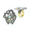 Image 1 : 3.95 TCW OPAL & DIAMOND RING GOLD & SILVER